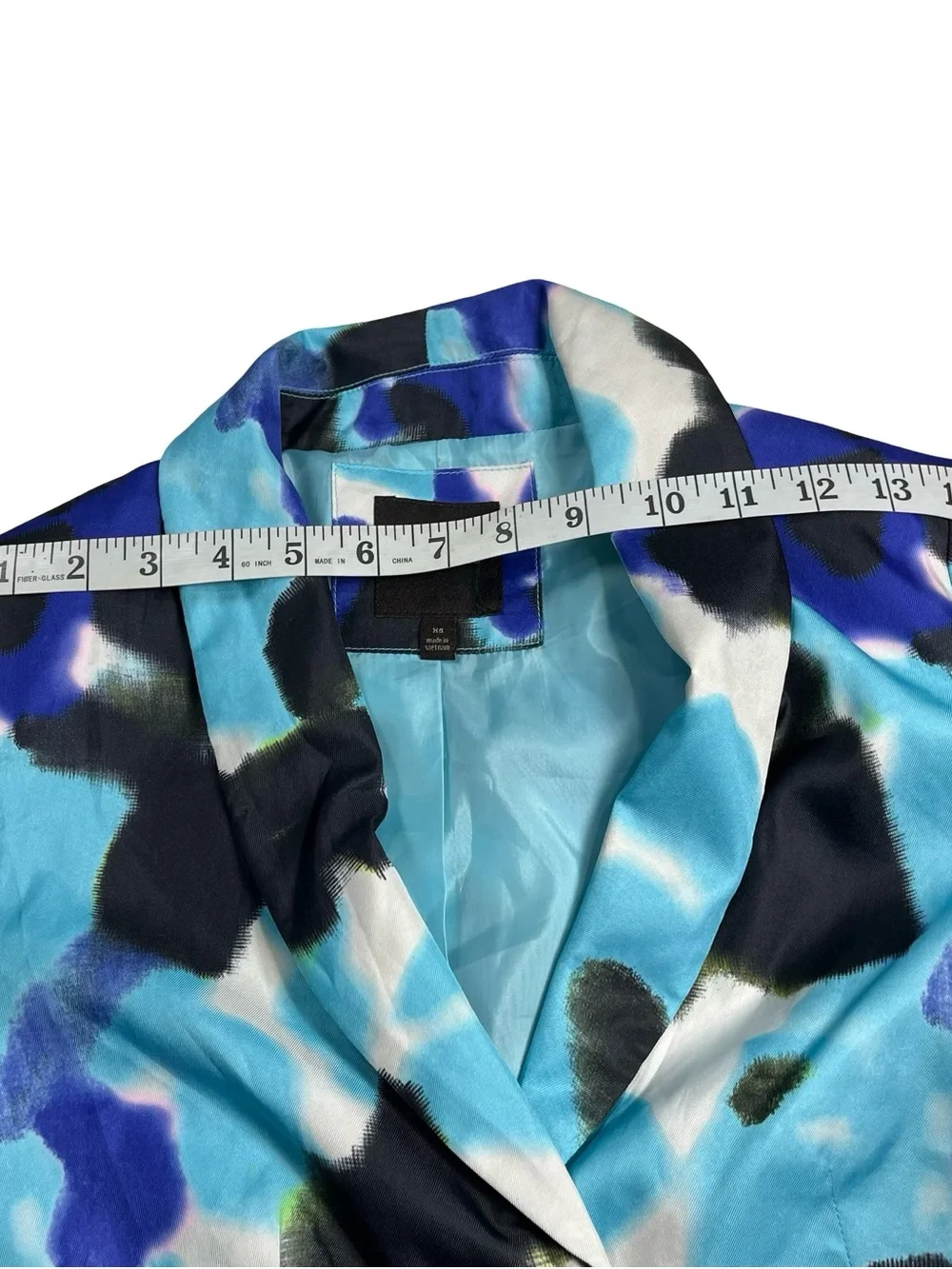 The Limited Blazer Women Blue Black Abstract Watercolor Spray Paint Jacket Sz XS